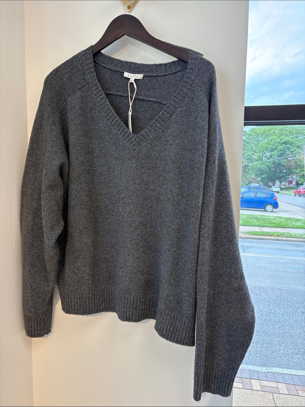 Z Supply Women's V-Neck Sweater - Charcoal